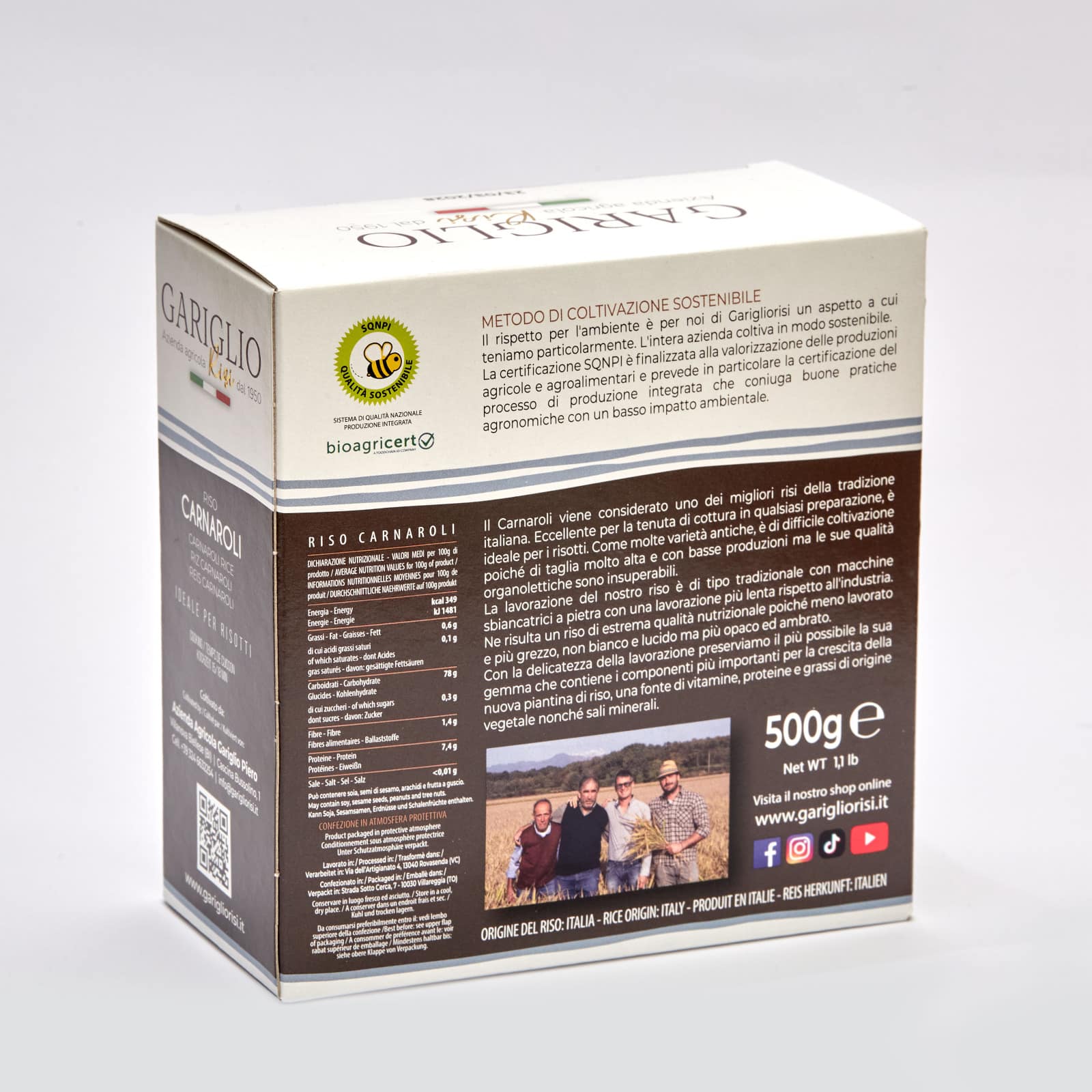 riso-carnaroli-dop-500g-retro Riso Carnaroli DOP lavorato a pietra 500 g - retro confezione, valori nutrizionali
